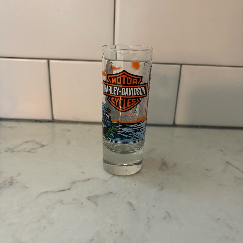collectible Harley-Davidson Motor Cycles Hawaii Hula Girl Tiki shot glass, NWOT